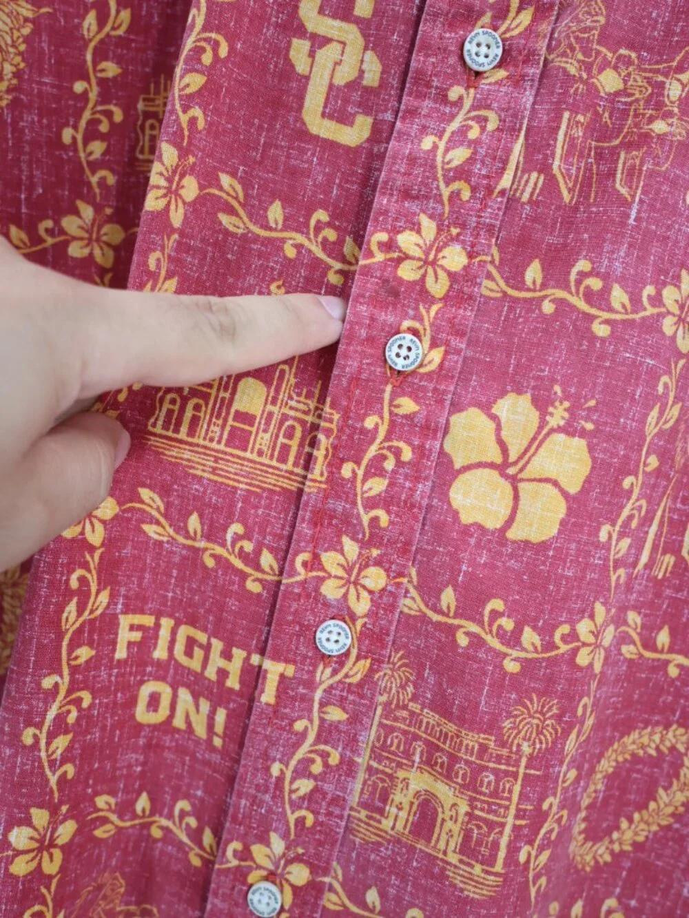 Reyn Spooner Hawaiian Shirt Mens XL university USC Fight On Trojans Football - Picture 4 of 15